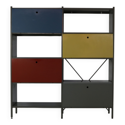 Système mural modulaire en métal coloré par Wim Rietveld pour Gispen Holland