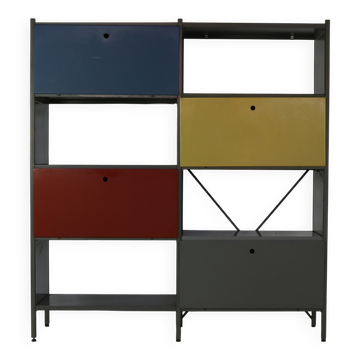 Colorful metal modular wall system by Wim Rietveld for Gispen Holland