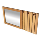 Vintage Pine Pinewood coat rack with mirror - 1970s design