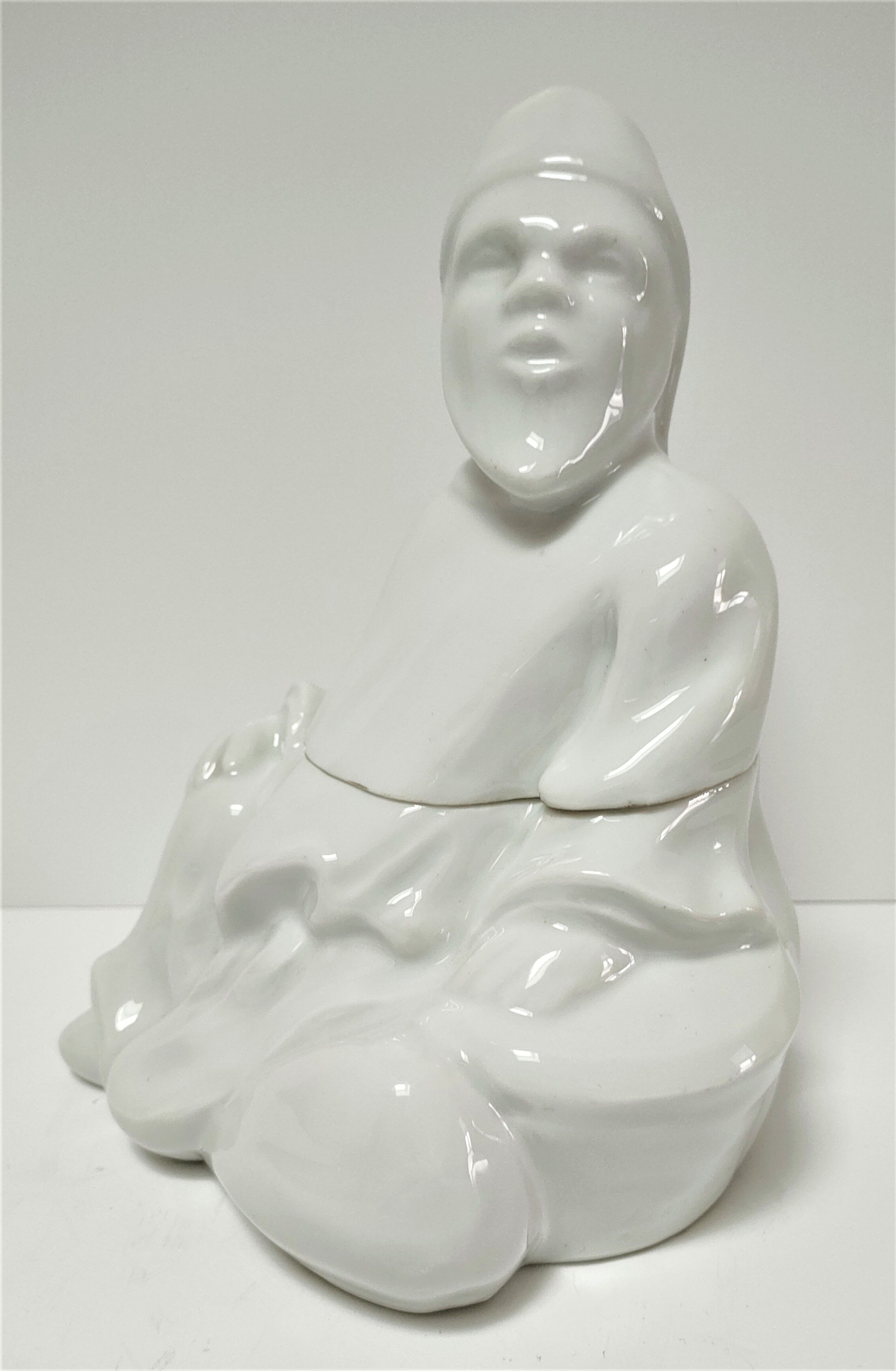 Anthropomorphic porcelain pot signed Baylac late nineteenth early twentieth