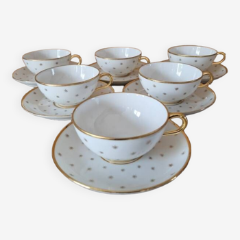 Series of 6 chocolate cups and saucers - porcelain - Le Tallec in Paris