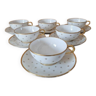 Series of 6 chocolate cups and saucers - porcelain - Le Tallec in Paris