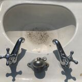 Washbasin double basin with enamelled column base Art Deco XX century