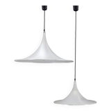 1970s Pair of Guzzini "Trumpet" Pendant Lamps by Meblo , Italy