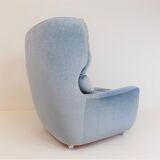 Ensemble de 2 fauteuils mohair bleu glacier Carl Straub