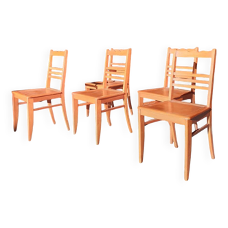 5 chaises en hêtre, 1950