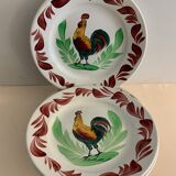 6 plates in earthenware rooster Terre de Fer Choisy Le Roy, 20th century