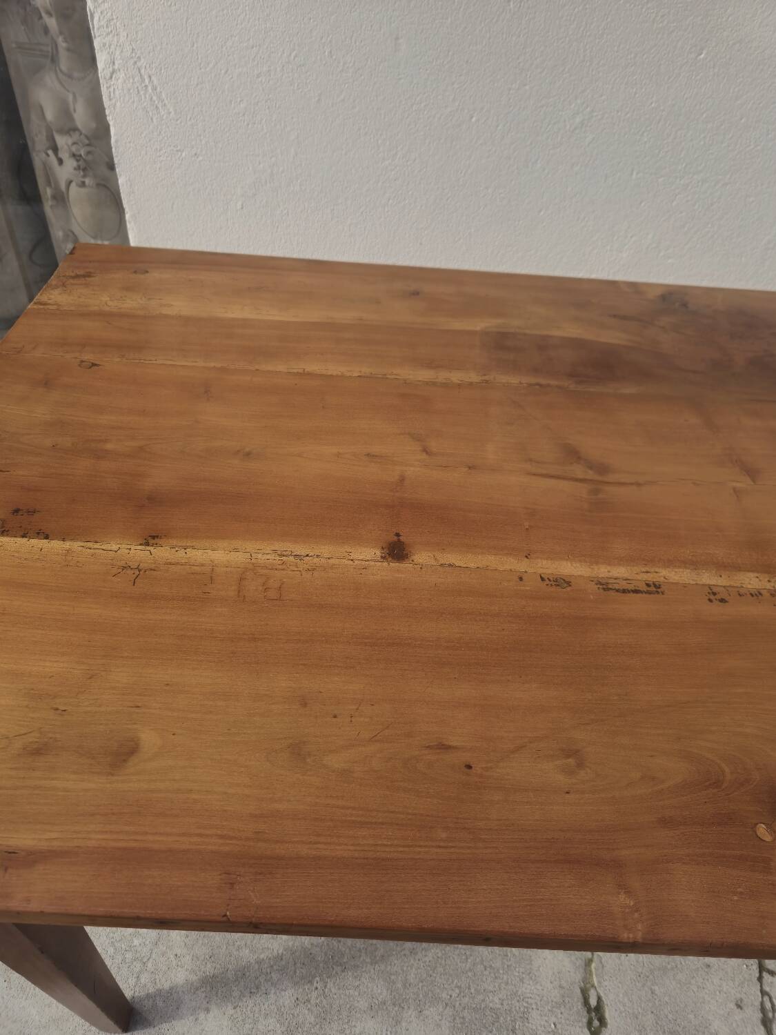 Rustic farmhouse table in solid cherry wood 19th century - 1m91.5