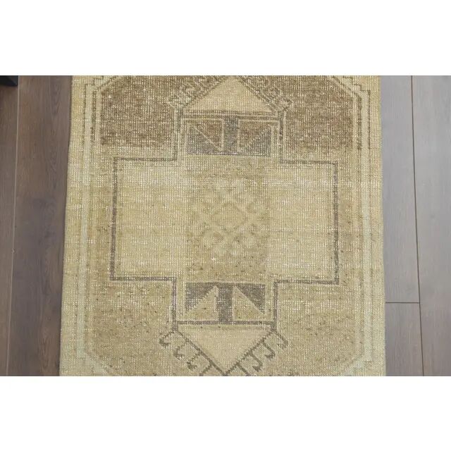 1970s Vintage Turkish Hand-Knotted Wool Cotton Orange Runner Rug 75x322