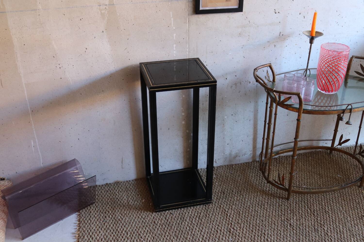 Black pedestal table Pierre Vandel 80s/90s