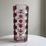 Luminarc vase with burgundy geometric patterns, France 1970
