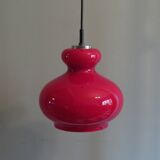 Red glass pendant lamp Peill & Putzler, Germany 1960-1970