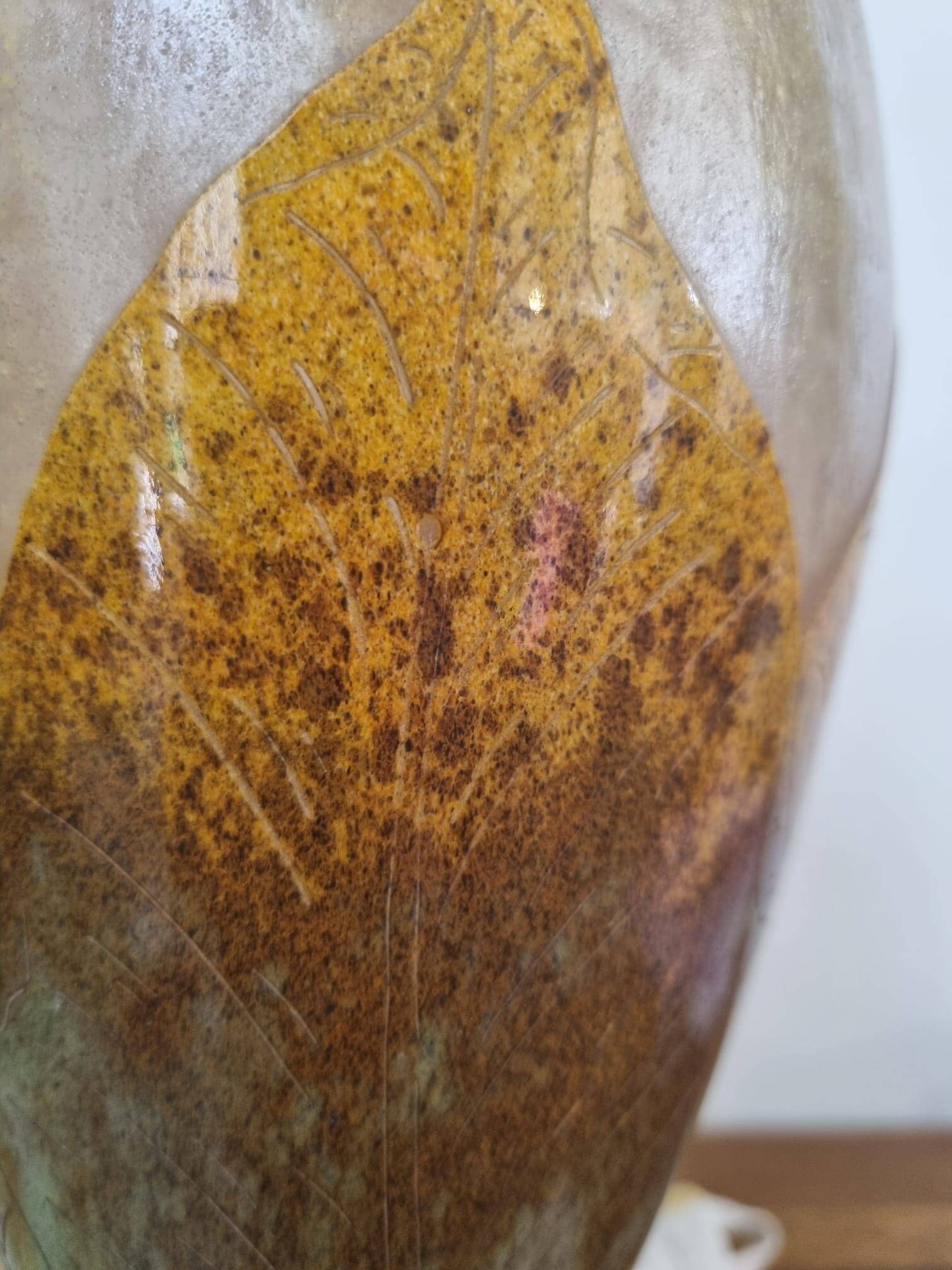 Charles Schneider - Vase "Sorrel Leaves" - signed with berlingot - 1920