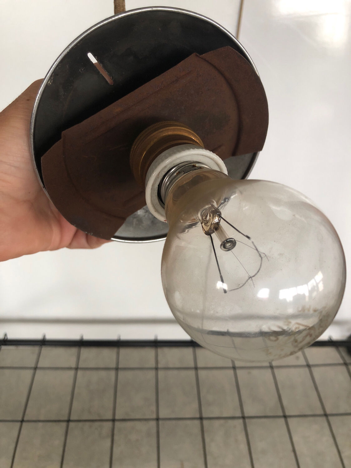 Vintage sphere pendant light in silver metal from the 70s