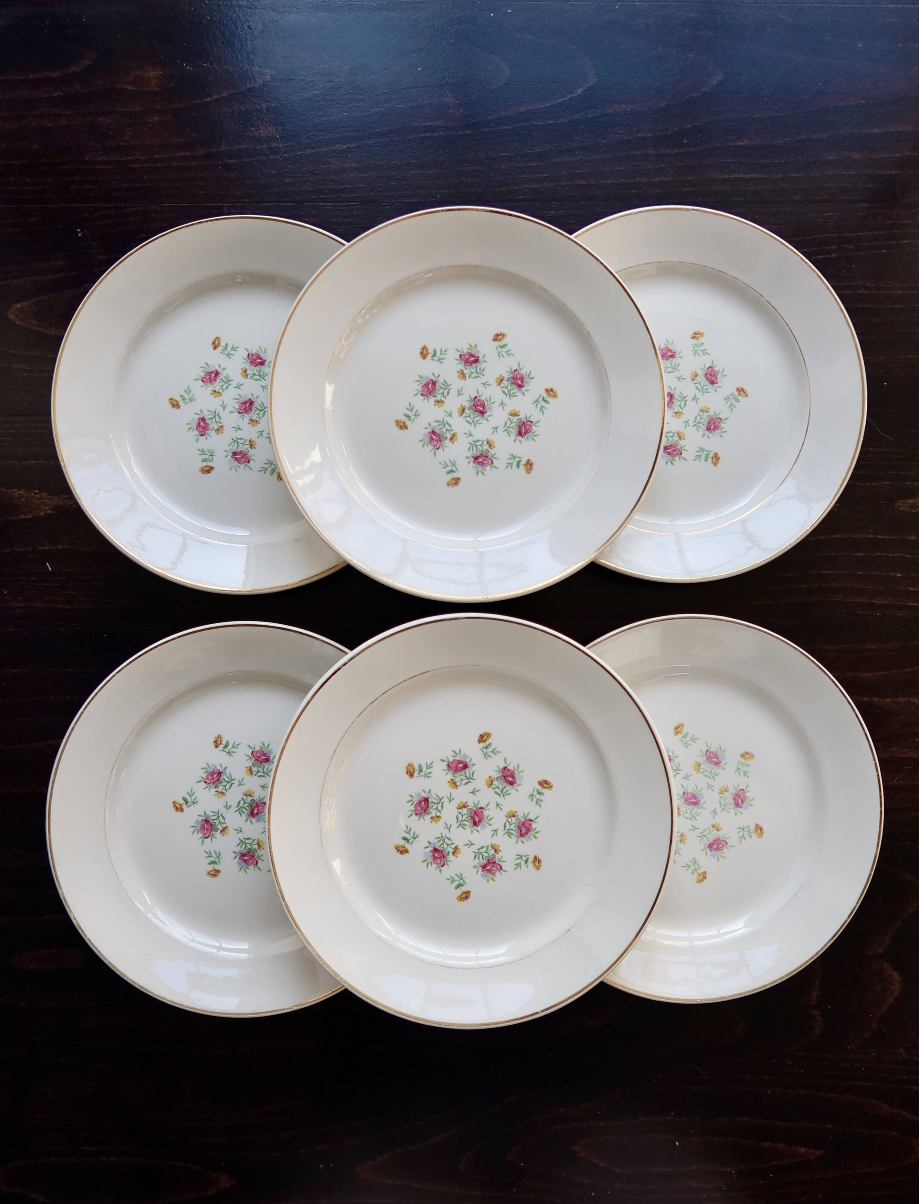 6 vintage flat plates in Lunéville earthenware – Christine model