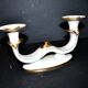 Modernist German porcelain candle holder - double gold rim candlestick