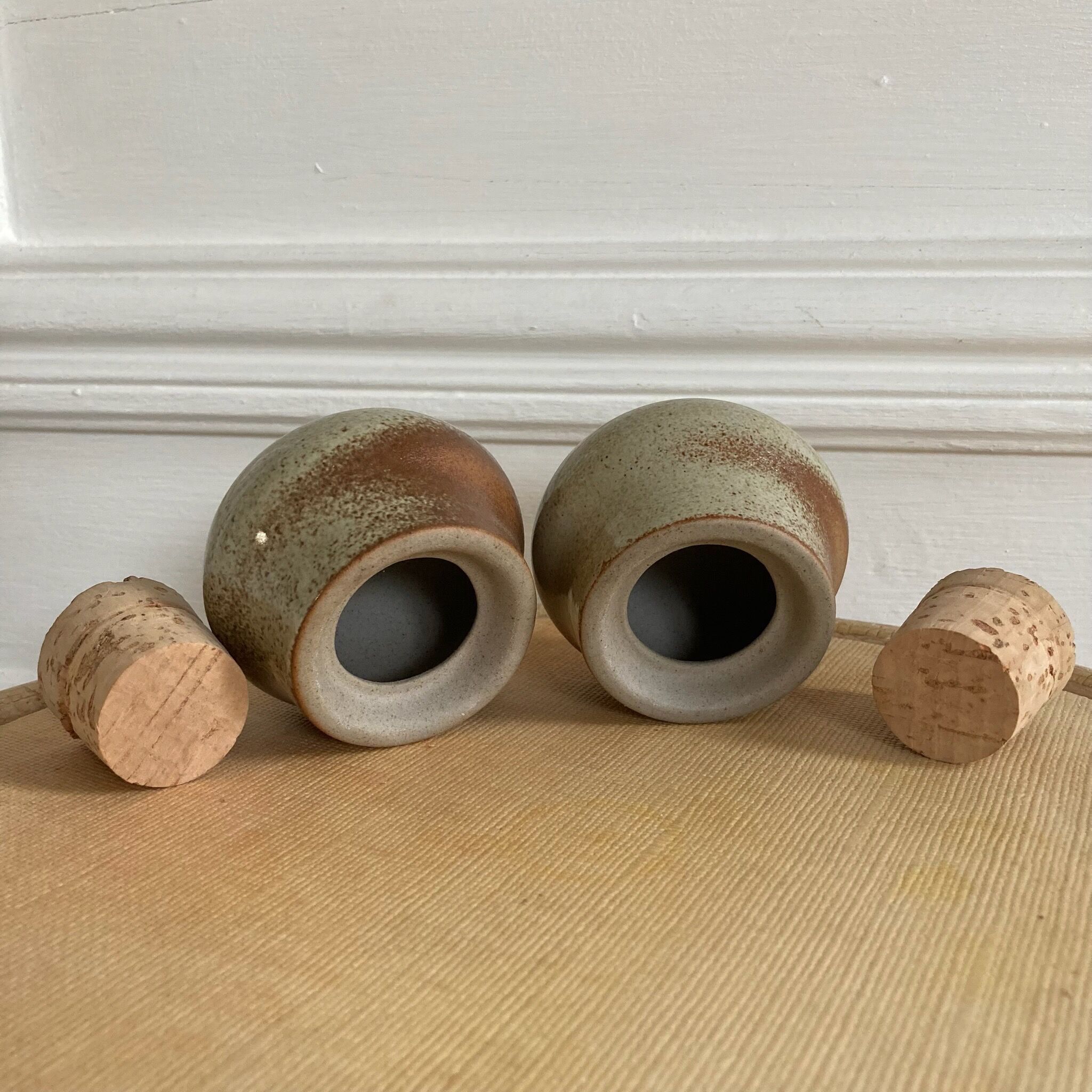 Vintage stoneware salt and pepper shaker