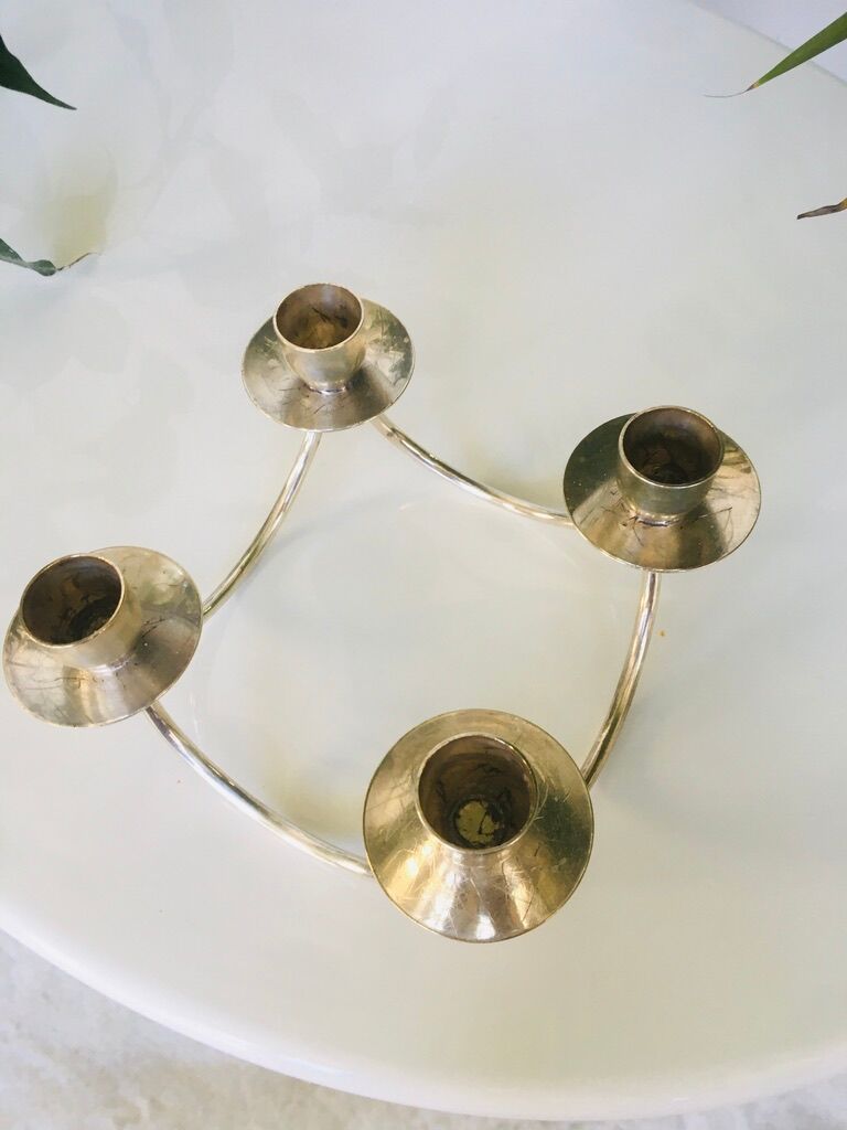 Danish chandelier in silver metal signed