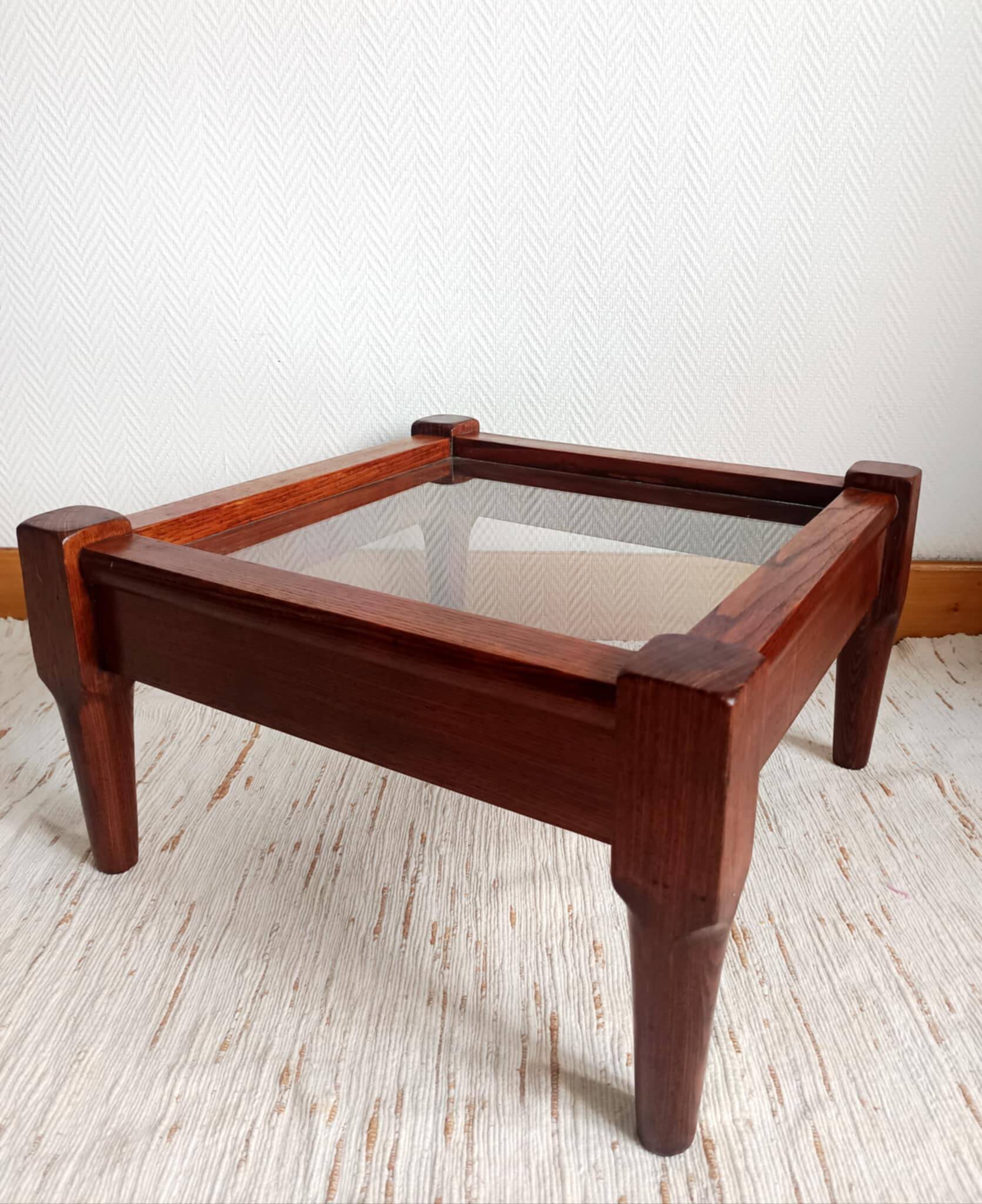 Scandinavian coffee table in wood and glass