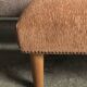 Pair of brown and white solid beech ottomans with contrasting fabrics - 1960s