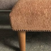 Pair of brown and white solid beech ottomans with contrasting fabrics - 1960s