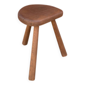 Tabouret de ferme tripode ancien en bois massif