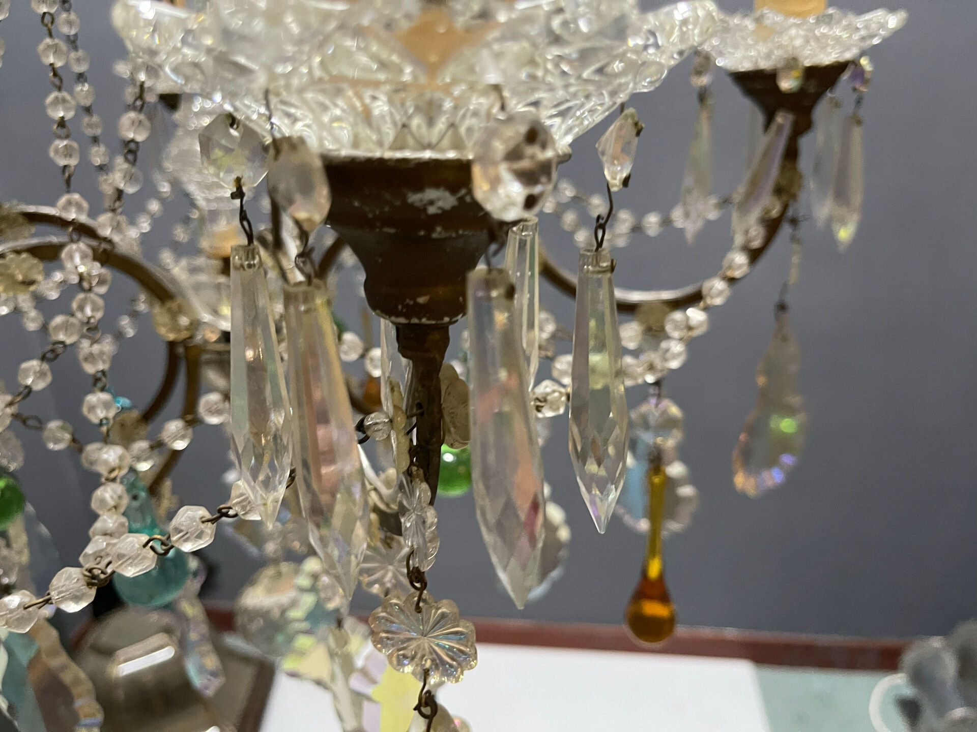 Multicoloured Murano Glass & Crystal Chandelier, 1950s
