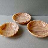 Set of 3 cups, empty pink agate pocket, 70s