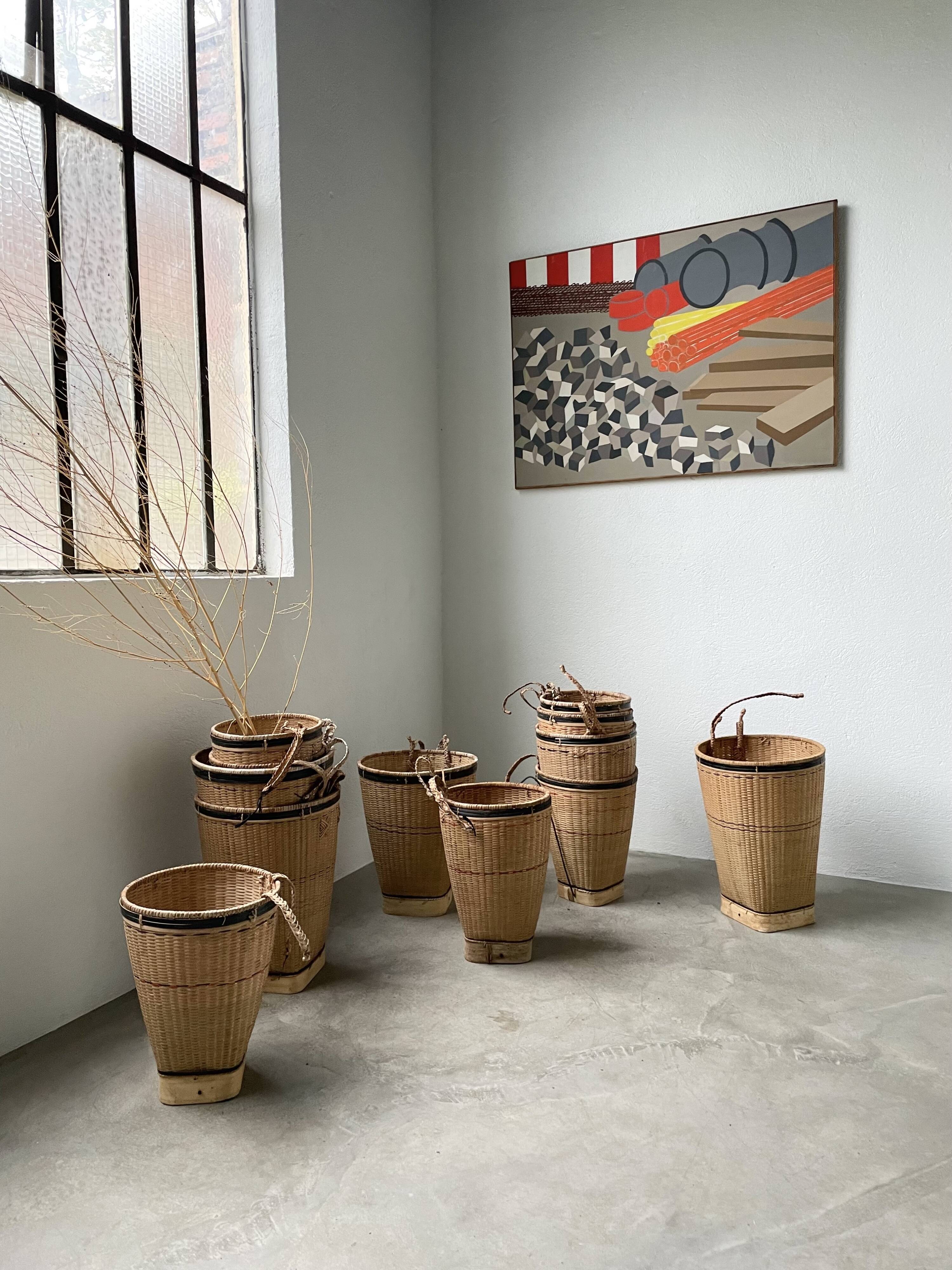 Lot of old grocery baskets