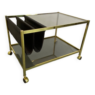 Vintage Hollywood Regency Brass and Glass Coffee Table , 1970s