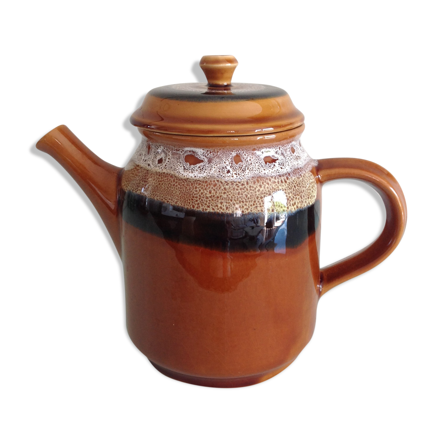 Coffee pot decor Hawai des Faienceries de Sarreguemines vintage 60s and 70s