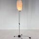 1970s chrome & wood floor lamp, restored , czechoslovakia