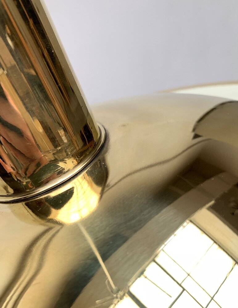 Postmodern Italian vintage brass suspension UFO model S-481 by Luci Italia, 1970s.