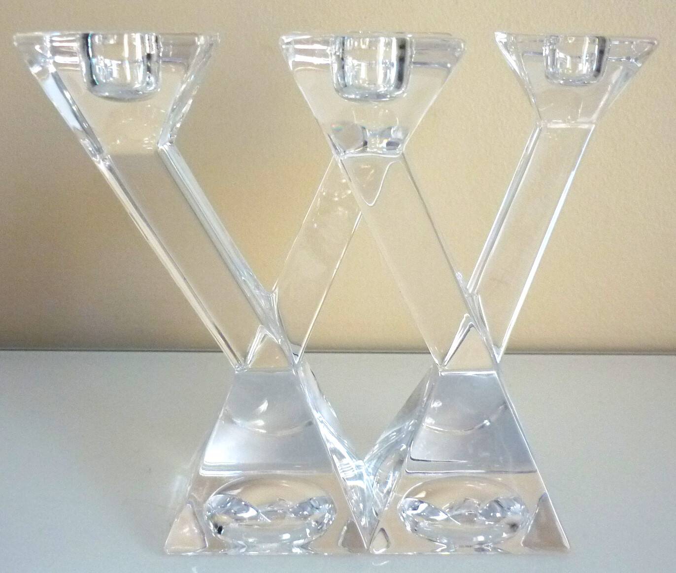 Pair of candlesticks, candelabra, crystal signed Villeroy & Boch, design and chic