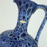 Large vintage kreutz-keramik 1960s 70s vase jug model 228 fat lava drip glaze intense blue