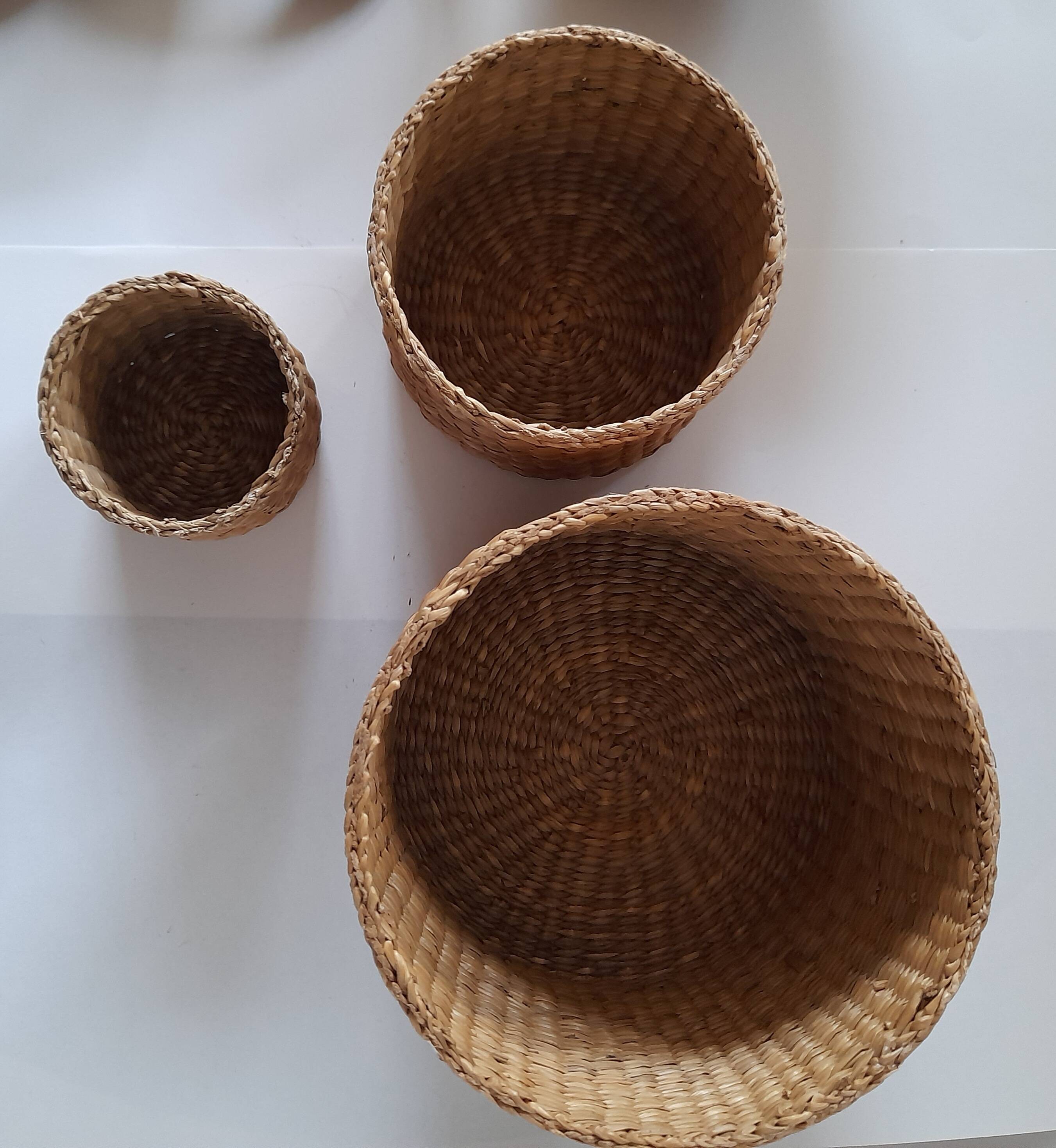 Set of 3 vintage wicker boxes