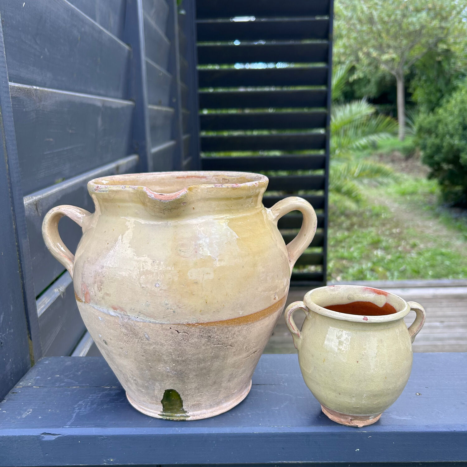 Antique vanilla yellow jars