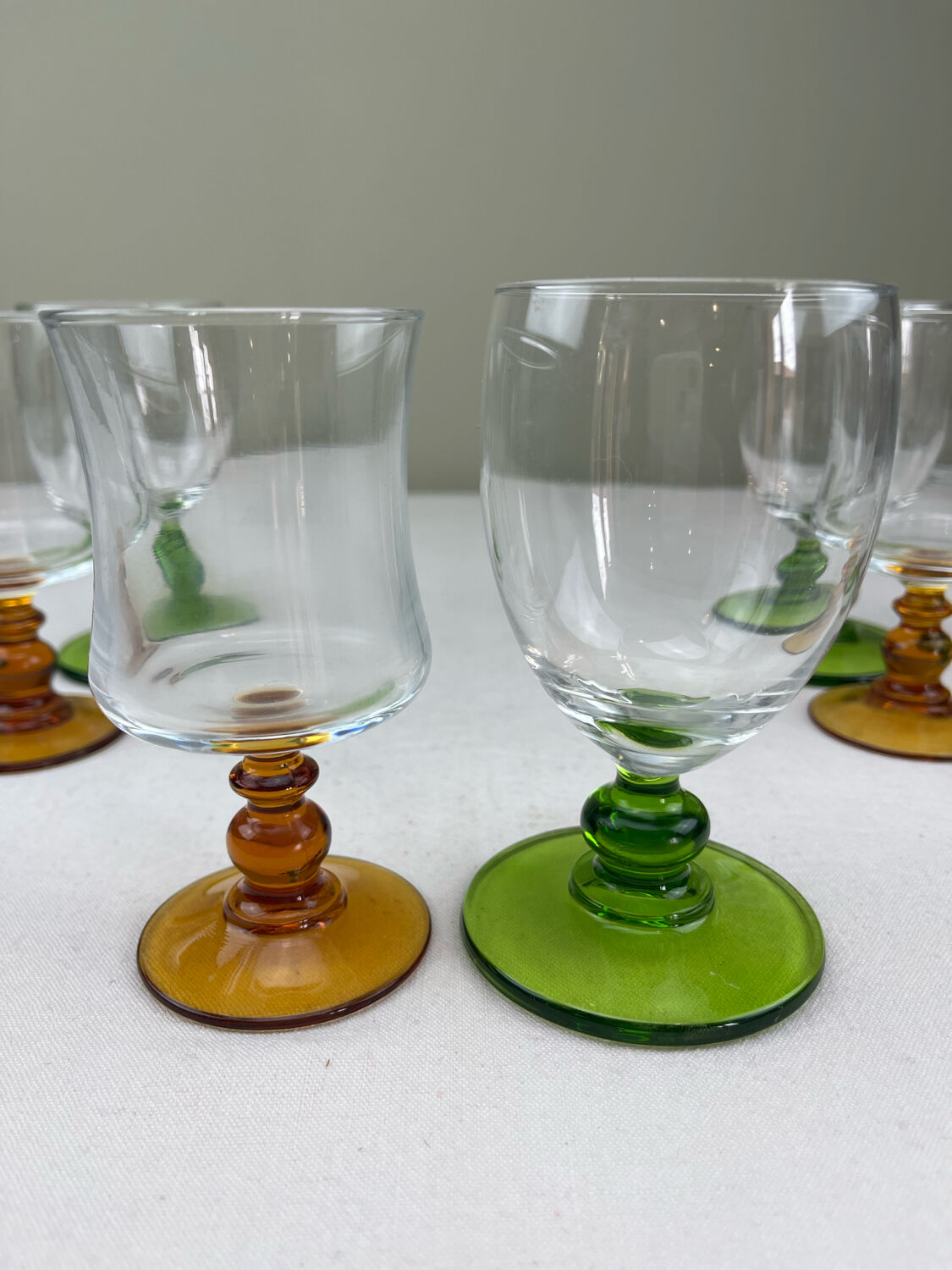 Green ball-shaped stemmed glasses