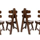 Set of 4 chairs brutalist spotted oak 1935