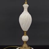 White neoclassical style lamp in alabaster and bronze, italy, circa 1950