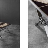 Modernist coffee table in ceramic and metal, 1970.