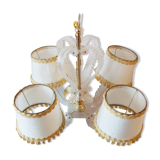 Old chandelier 4 lights plastic sheet and lampshade vintage lighting