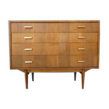 Commode moderniste 4 tiroirs  et poignées laiton. 1960
