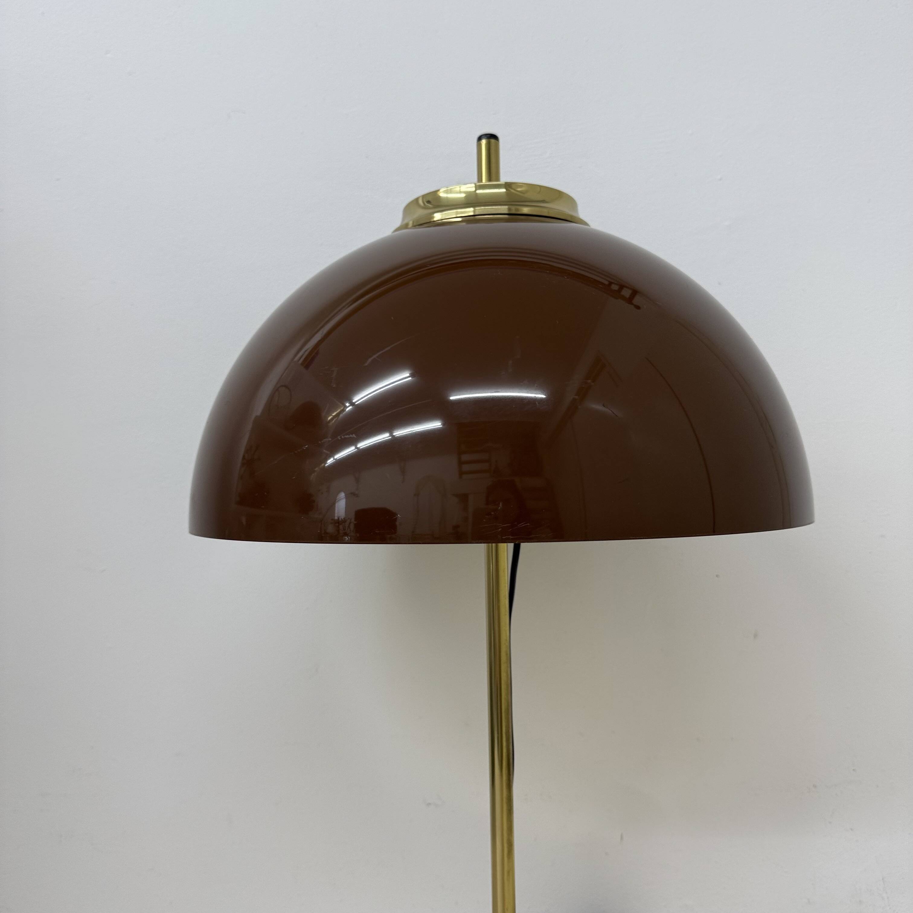 Vintage Mushroom table lamp with gold metal base , 1970s
