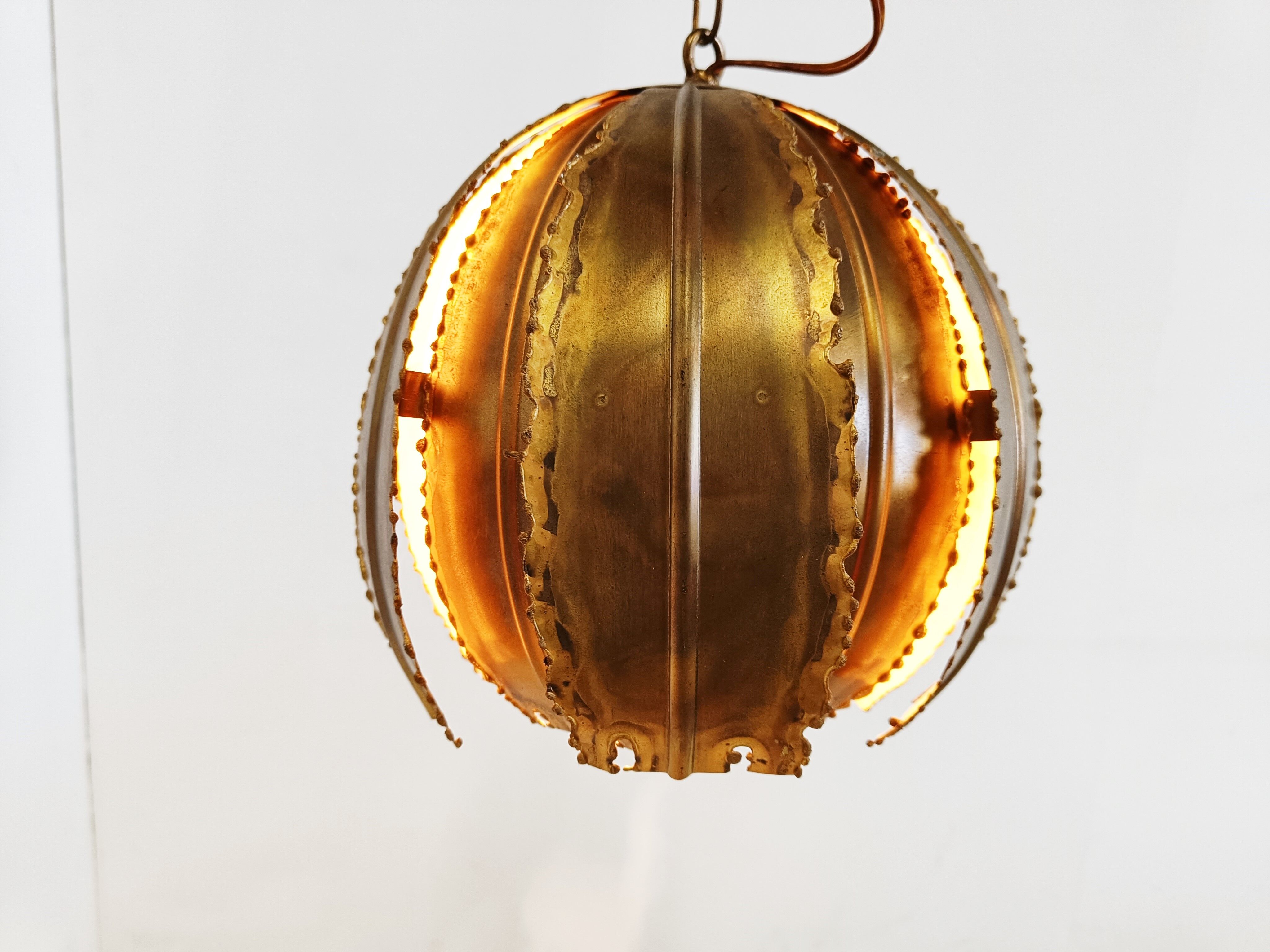 Vintage brass pendant light by Svend Aage for Holm Sorensen, 1960s
