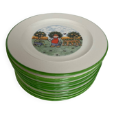 12 assiettes plates Tiffany modèle jardinier