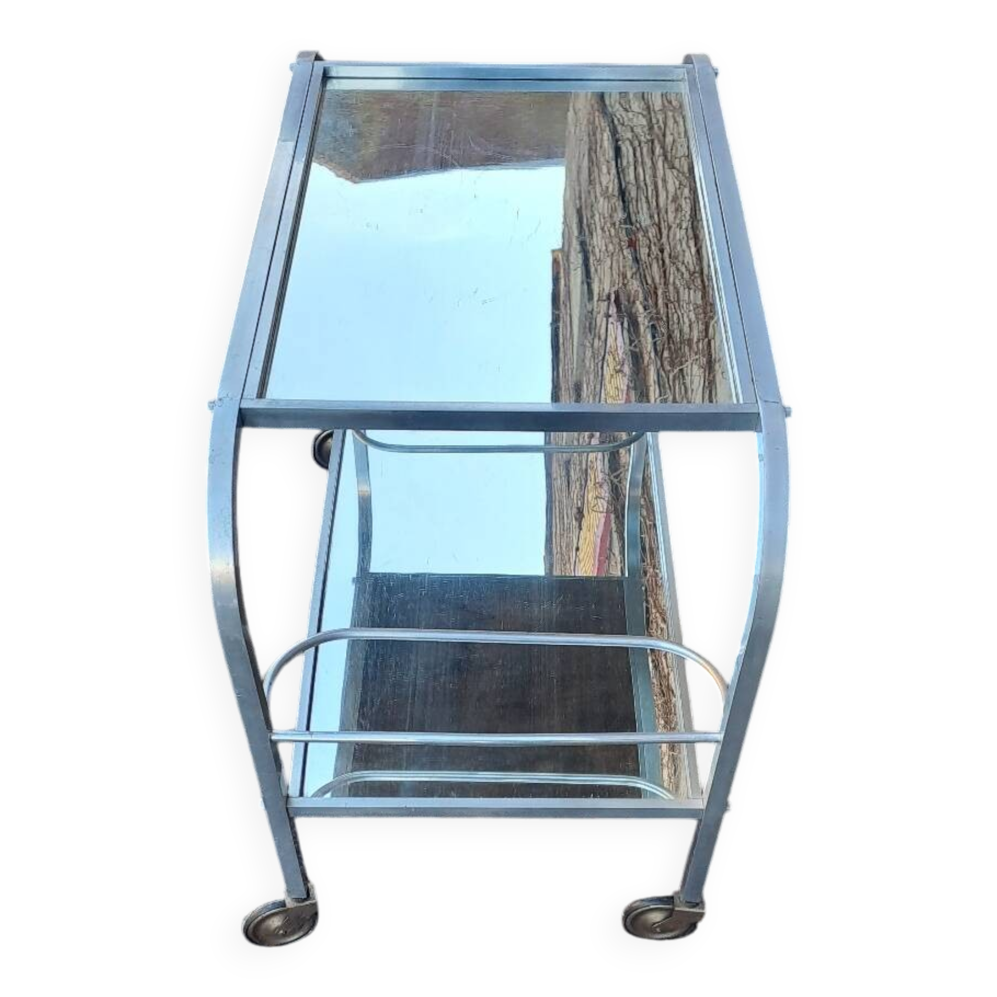 Modernist mirrored bar cart