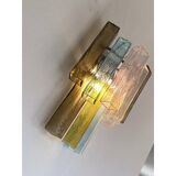 Paire d'appliques murales en verre de Murano multicolore « quadrillé » du 21e siècle