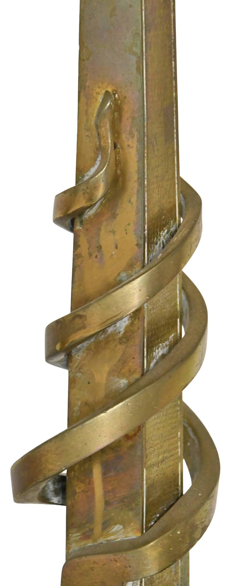 Pair of gilded bronze andirons decorated with serpents.