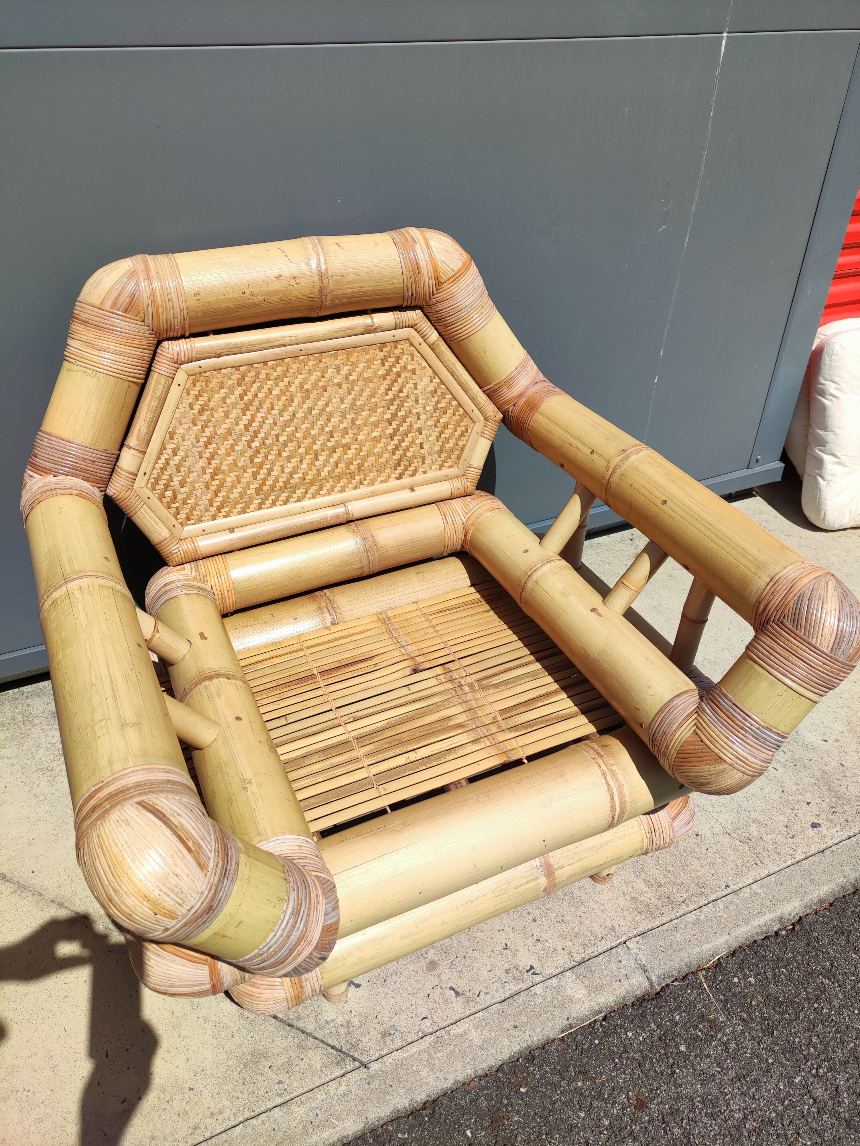 Pair of bamboo armchairs